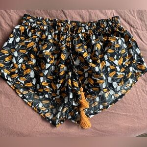 Stylish Black and Orange Patterned Shorts